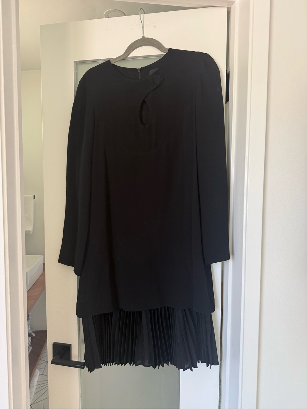 Derek Lam Black Midi Dress with Pleated Hem